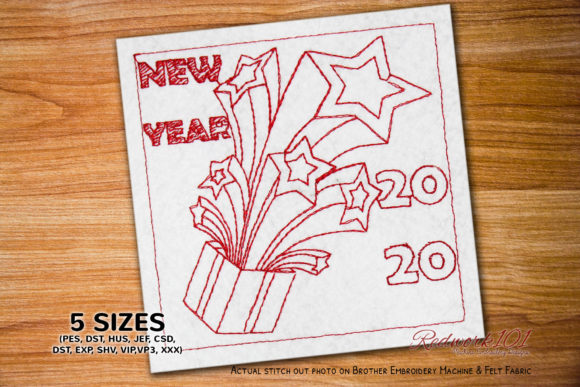 2020 Happy New Year Box Lineart Design