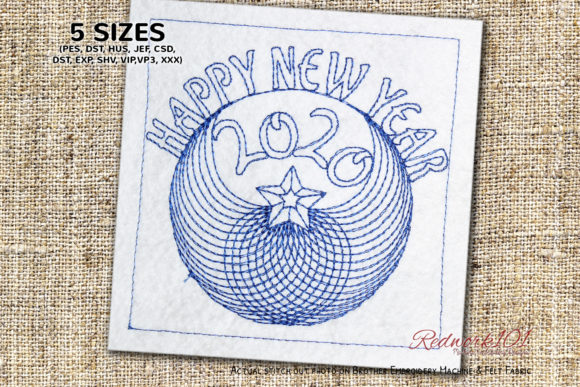 2020 New Year Abstract Pattern Redwork for Seasonal Shops