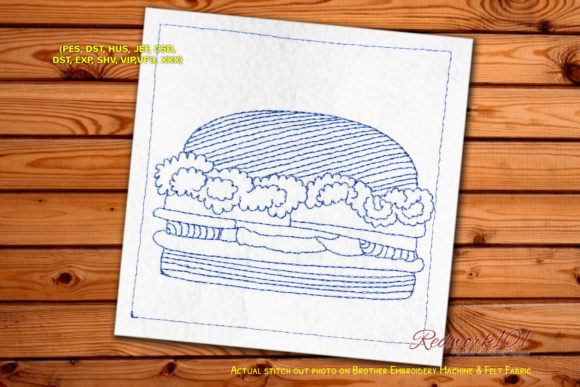 Burger Whopper Redwork Design Review for Merch