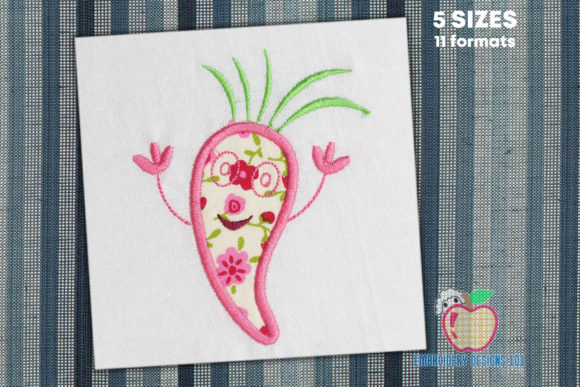 Cartoon Carrot Raising His Hand Applique