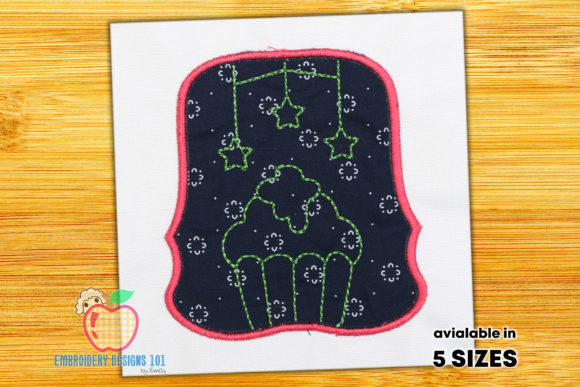 Cup Cake with the Stars Applique