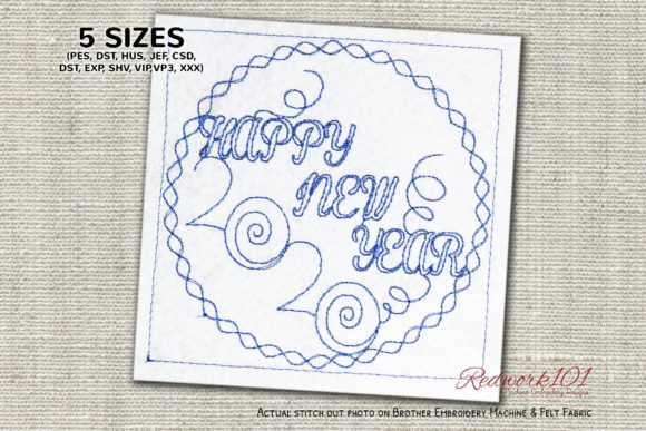 Happy New Year 2020 Circle Redwork Design Review