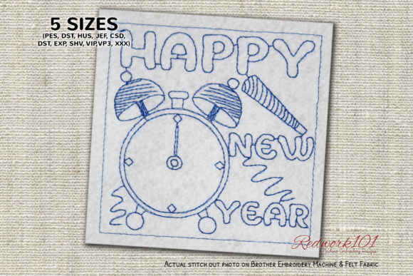 Happy New Year Alarm Clock Redwork: Apparel Review