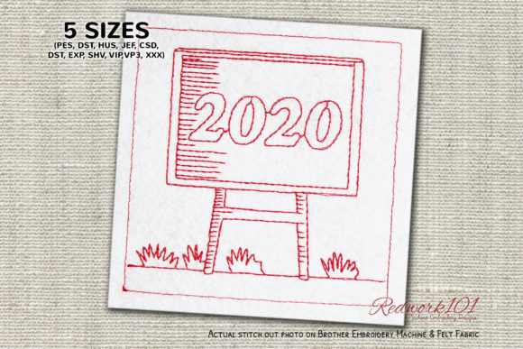 New Year 2020 Blackboard Redwork Design Review